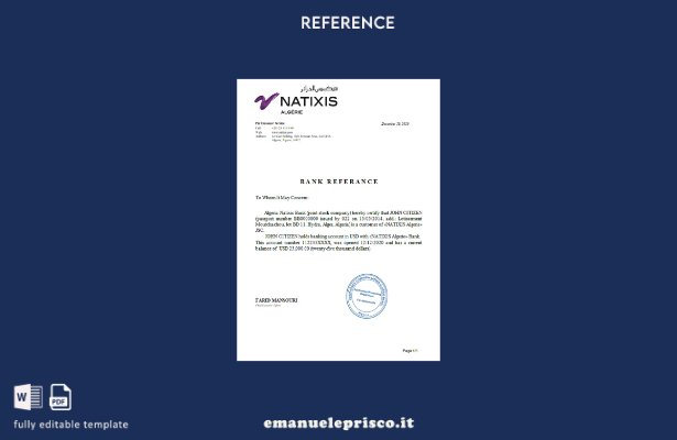modello di riferimento bancario Algeria Natixis Algerie stile verificato